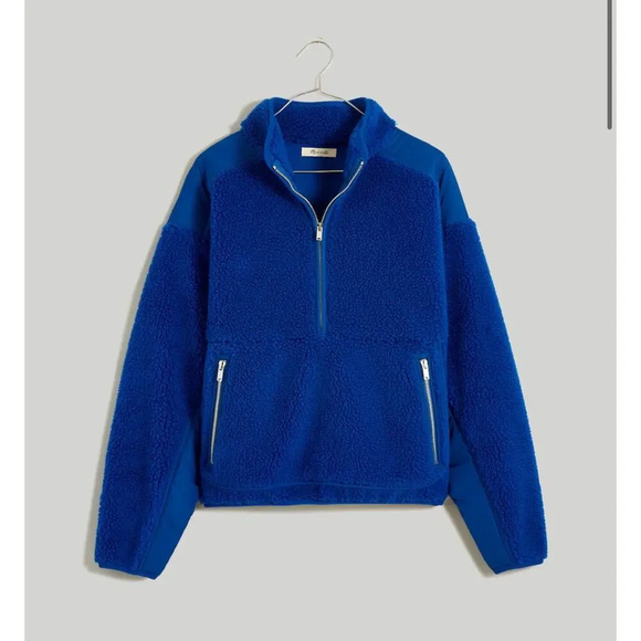 Madewell Faux Shearling Half-Zip Pullover - Picture 1 of 4